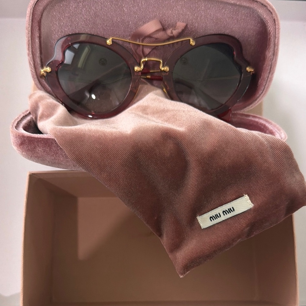 Miu Miu Women's Pink Velvet Frame Sunglasses